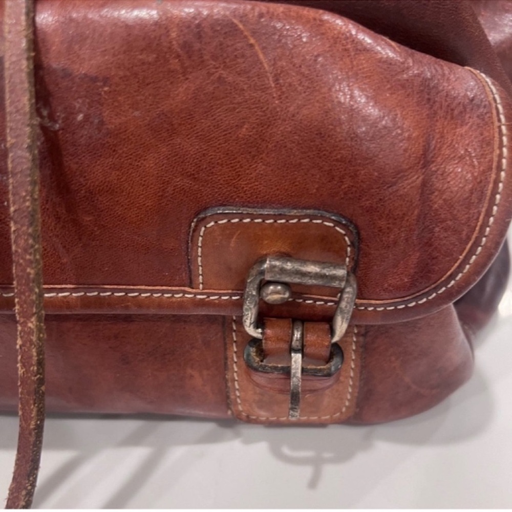 Vintage Banana Republic Rory Large Brown Distressed Leather Backpack Knapsack - Picture 8 of 10